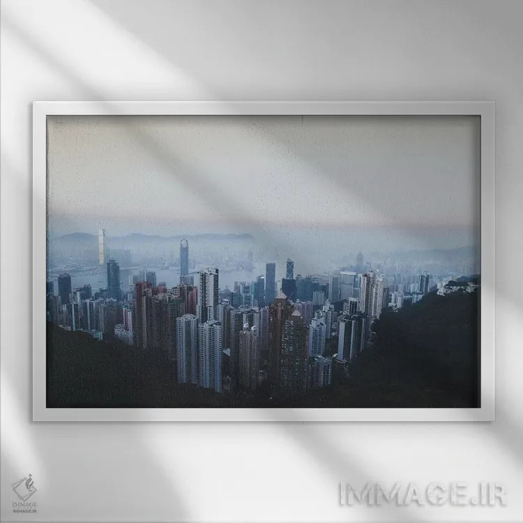 تابلو دکوراتیو هنگ کنگ اثر لوک آنتونی گرم - نمای قابدار سفید