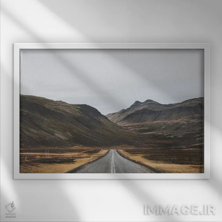 تابلو دکوراتیو جاده روستایی ایسلند اثر لوک آنتونی گرم - نمای قابدار سفید