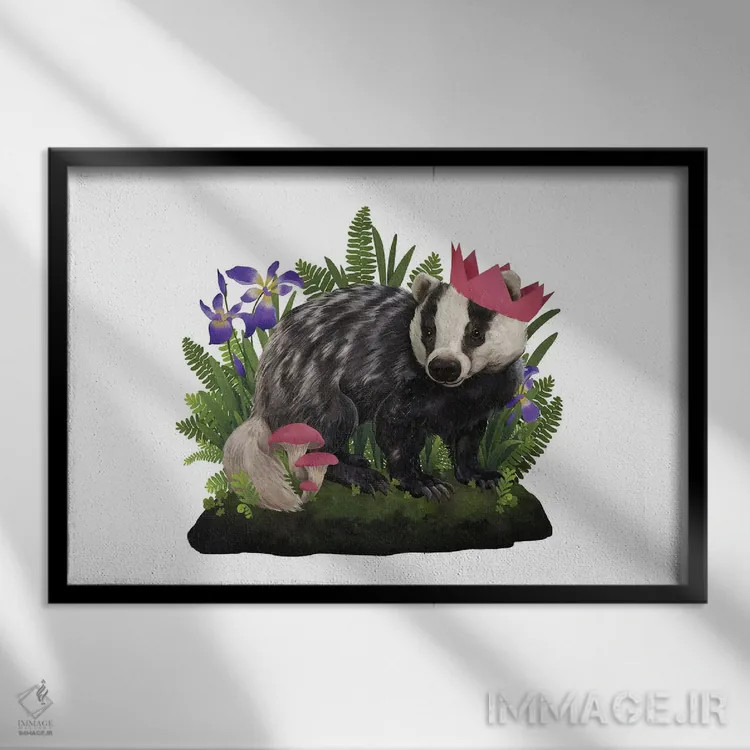 تابلو دکوراتیو ملکه گورکن اثر لورا گریوز - نمای قابدار مشکی