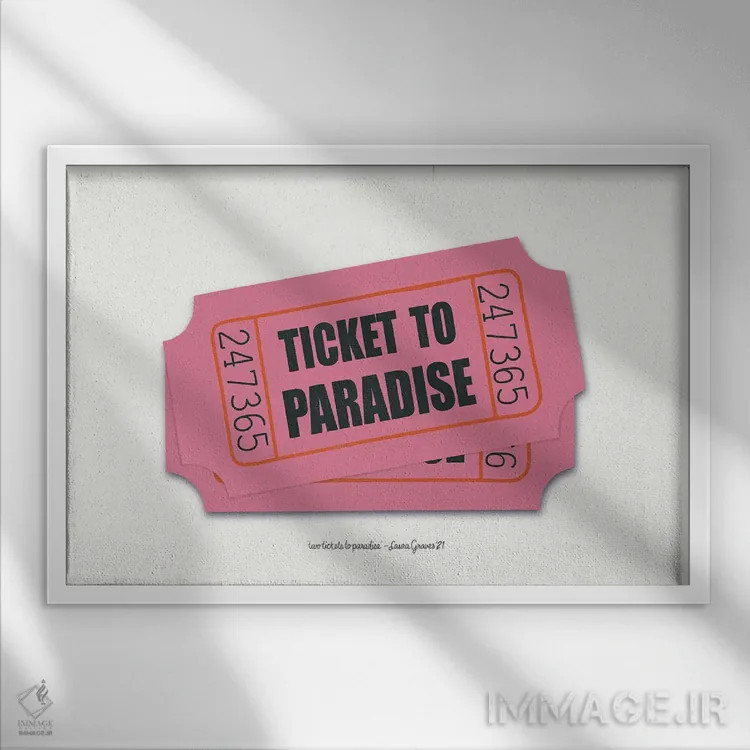 تابلو دکوراتیو دو بلیت به بهشت اثر لورا گریوز - نمای قابدار سفید