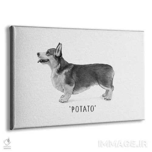 تابلو دکوراتیو کورگی سیب زمینی اثر لورا گریوز - نمای پرسپکتیو محصول