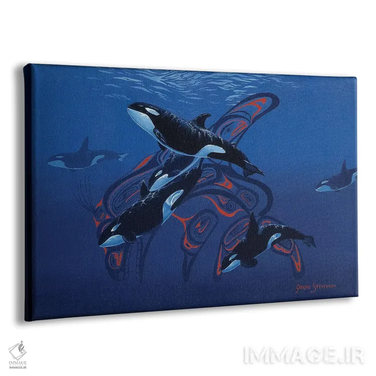 تابلو دکوراتیو نهنگ های قاتل آبی اثر گرائیم استیونسون - نمای پرسپکتیو محصول