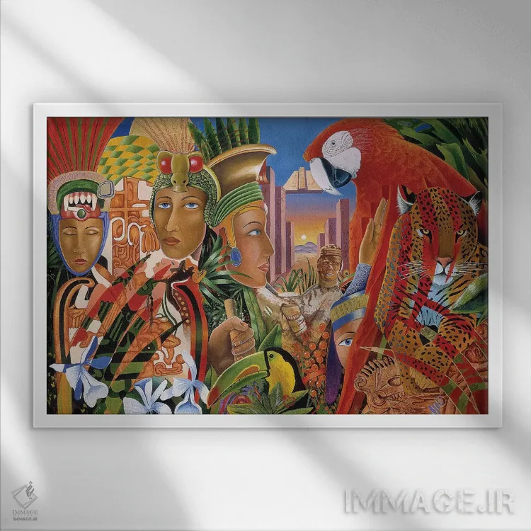 تابلو دکوراتیو روزهای آزتک اثر گرائیم استیونسون - نمای قابدار سفید