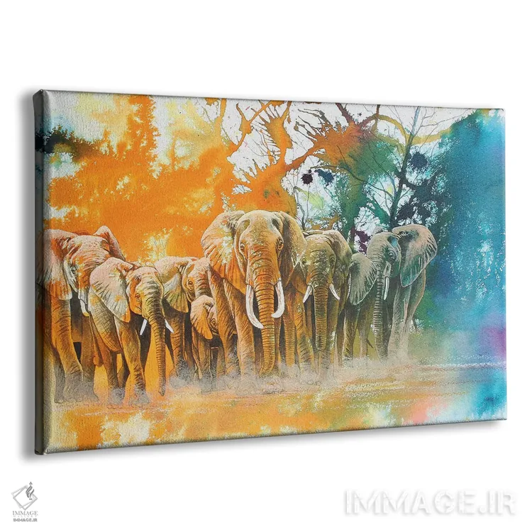 تابلو دکوراتیو قبیله فیل ها اثر گرائیم استیونسون - نمای پرسپکتیو محصول