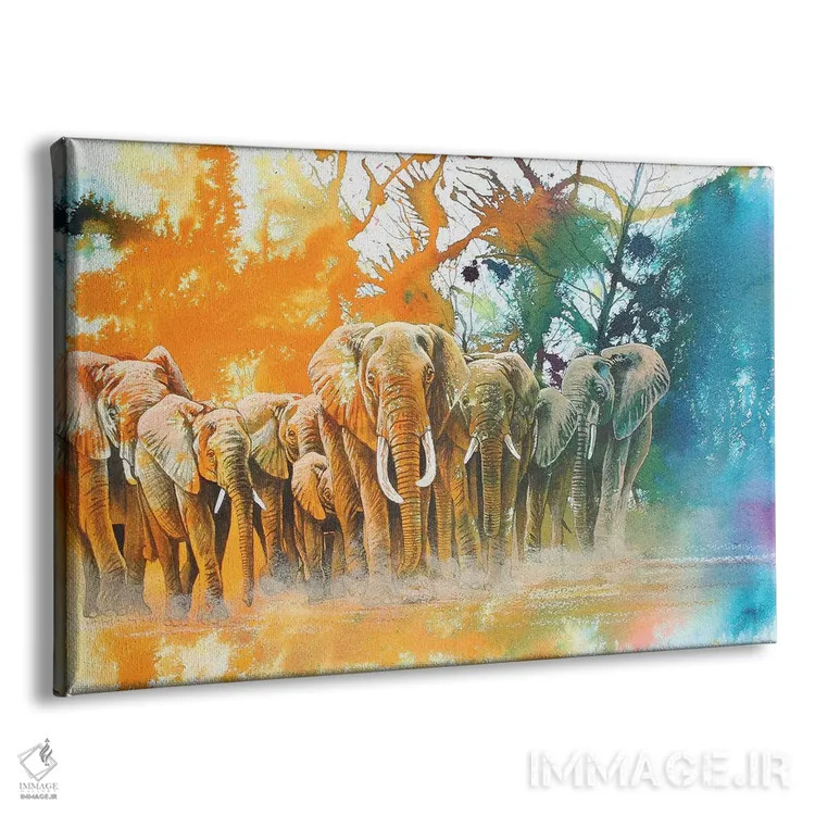 تابلو دکوراتیو قبیله فیل ها اثر گرائیم استیونسون - نمای پرسپکتیو محصول
