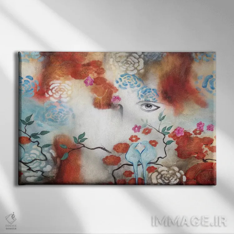 تابلو انتزاعی چهره پنهان ۱ اثر گابریلا ویارریل - نمای روبهرو روی دیوار