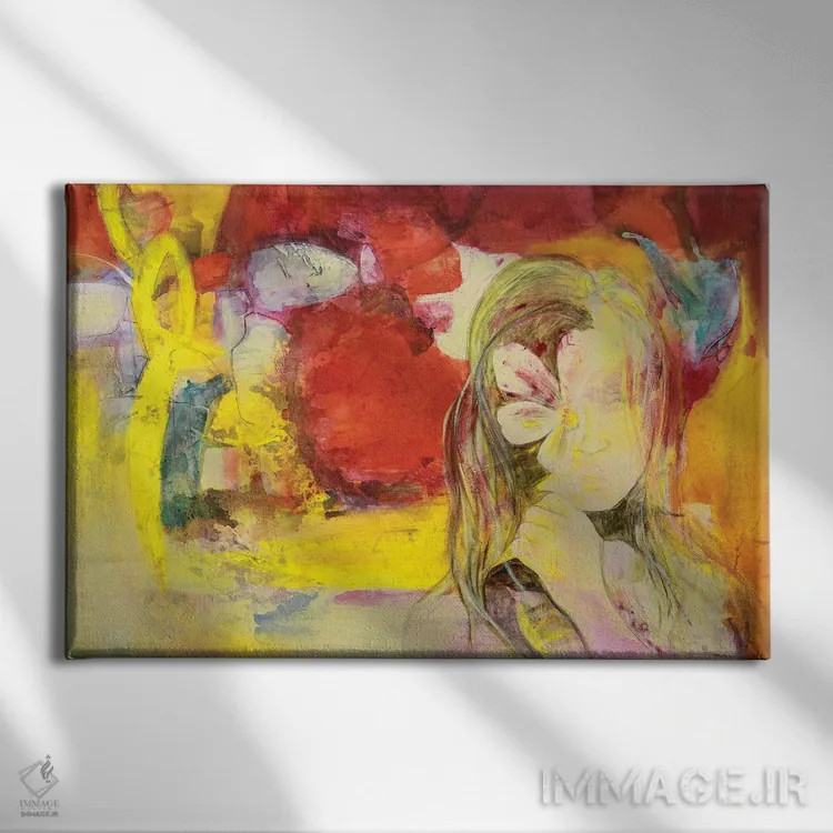 تابلو انتزاعی در سطح پوست اثر گابریلا ویارریل - نمای روبهرو روی دیوار