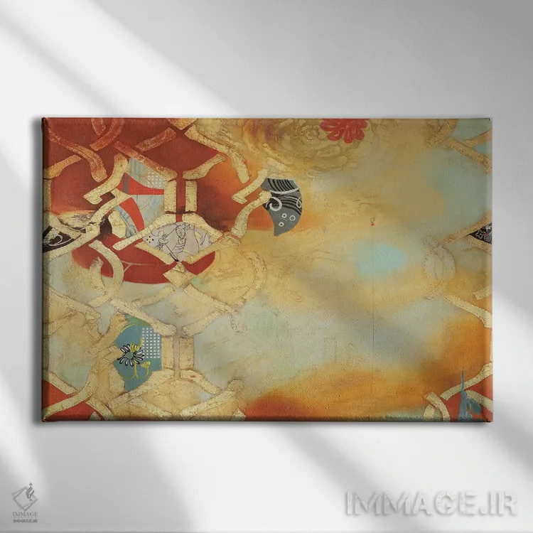 تابلو انتزاعی مجموعه معمایی ۳ اثر گابریلا ویارریل - نمای روبهرو روی دیوار
