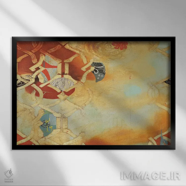 تابلو انتزاعی مجموعه معمایی ۳ اثر گابریلا ویارریل - نمای قابدار مشکی