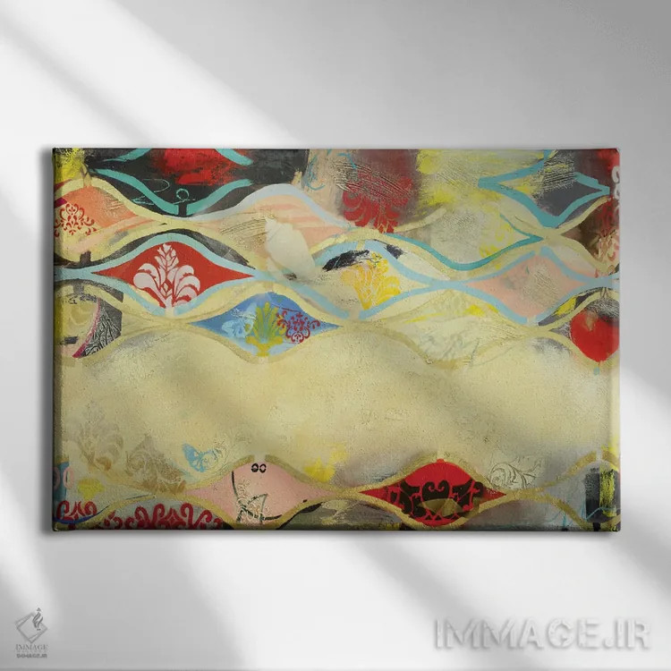 تابلو انتزاعی مجموعه معمایی ۹ اثر گابریلا ویارریل - نمای روبهرو روی دیوار