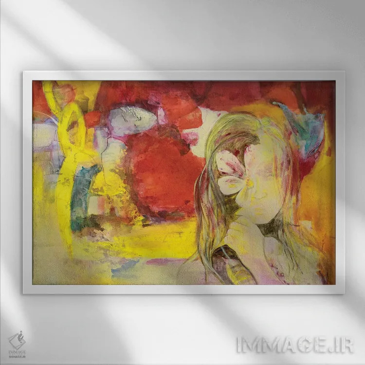 تابلو انتزاعی در سطح پوست اثر گابریلا ویارریل - نمای قابدار سفید