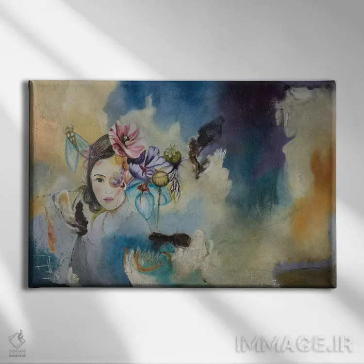 تابلو انتزاعی معصومیت اثر گابریلا ویارریل - نمای روبهرو روی دیوار