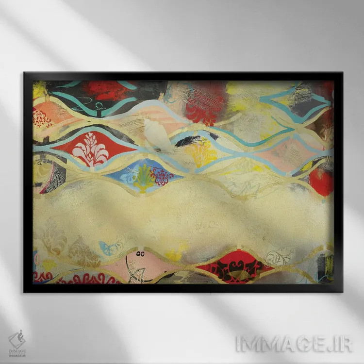 تابلو انتزاعی مجموعه معمایی ۹ اثر گابریلا ویارریل - نمای قابدار مشکی