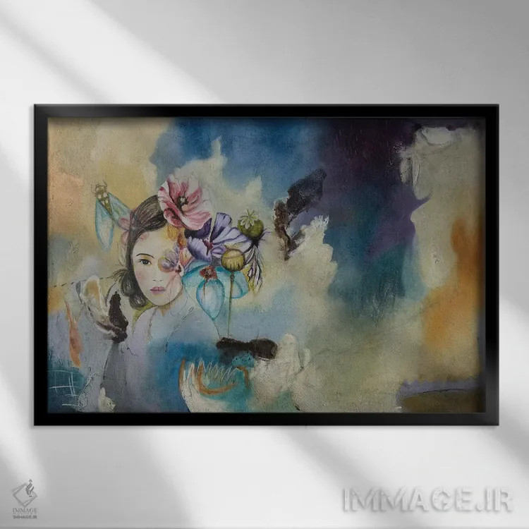 تابلو انتزاعی معصومیت اثر گابریلا ویارریل - نمای قابدار مشکی