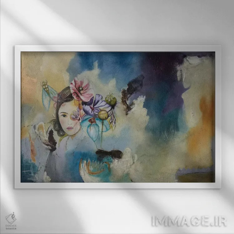 تابلو انتزاعی معصومیت اثر گابریلا ویارریل - نمای قابدار سفید