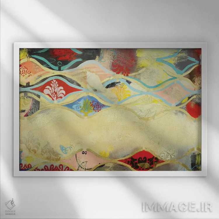 تابلو انتزاعی مجموعه معمایی ۹ اثر گابریلا ویارریل - نمای قابدار سفید