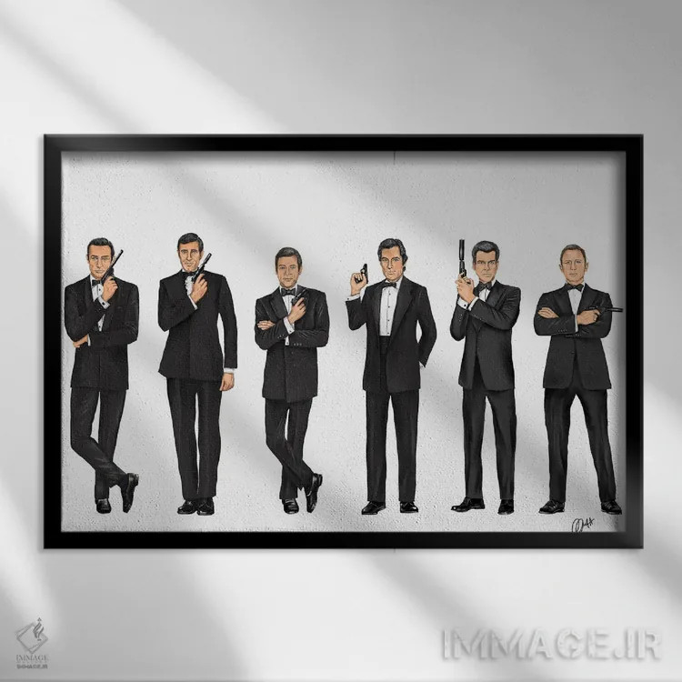 تابلو دکوراتیو جیمز باند ۰۰۷ اثر گاو نورتون - نمای قابدار مشکی