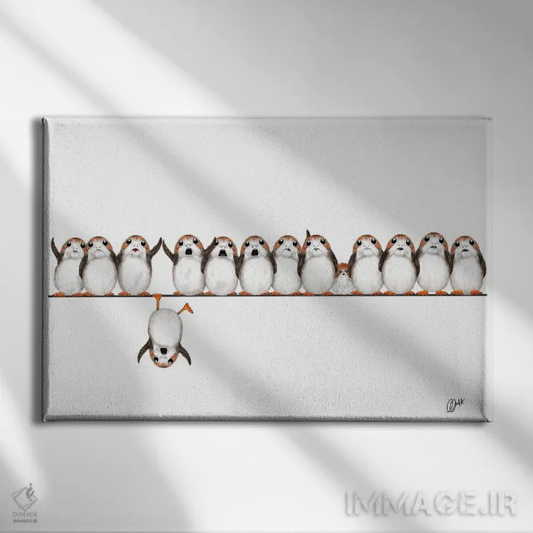 تابلو دکوراتیو پورگ ها روی سیم اثر گاو نورتون - نمای روبهرو روی دیوار