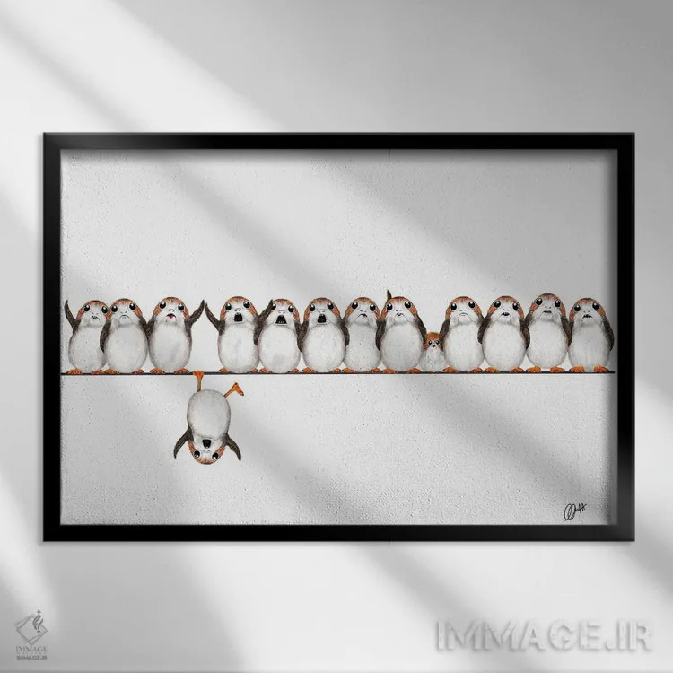 تابلو دکوراتیو پورگ ها روی سیم اثر گاو نورتون - نمای قابدار مشکی