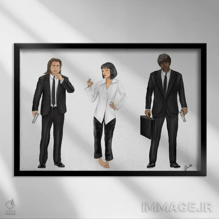 تابلو دکوراتیو پالپ فیکشن اثر گاو نورتون - نمای قابدار مشکی