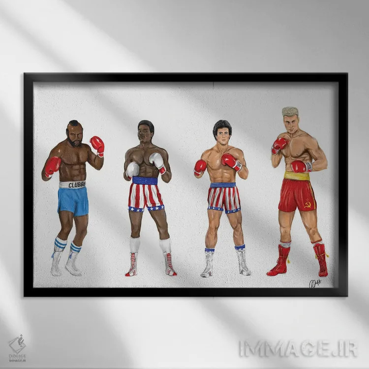 تابلو دکوراتیو راکی و دوستان اثر گاو نورتون - نمای قابدار مشکی