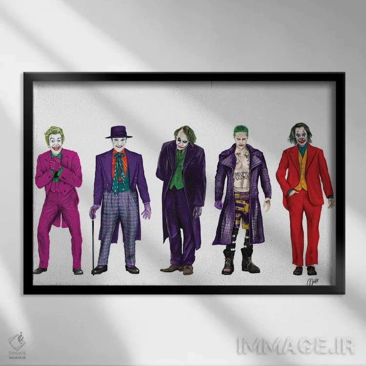 تابلو دکوراتیو تکامل جوکر اثر گاو نورتون - نمای قابدار مشکی