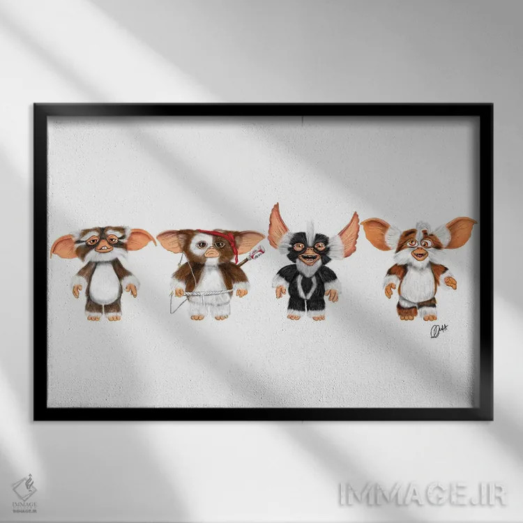 تابلو دکوراتیو گیزمو و گروه اثر گاو نورتون - نمای قابدار مشکی