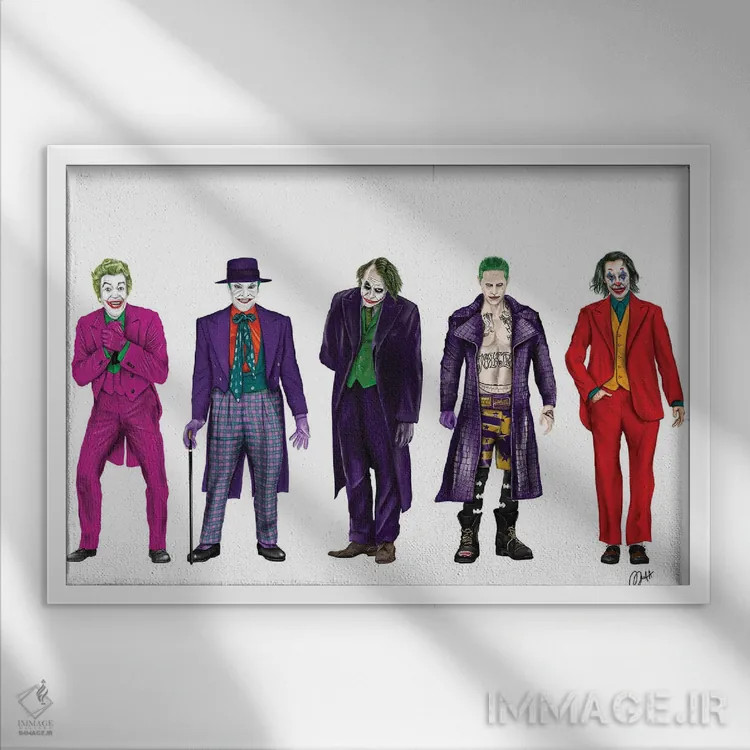 تابلو دکوراتیو تکامل جوکر اثر گاو نورتون - نمای قابدار سفید