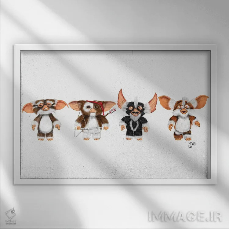 تابلو دکوراتیو گیزمو و گروه اثر گاو نورتون - نمای قابدار سفید