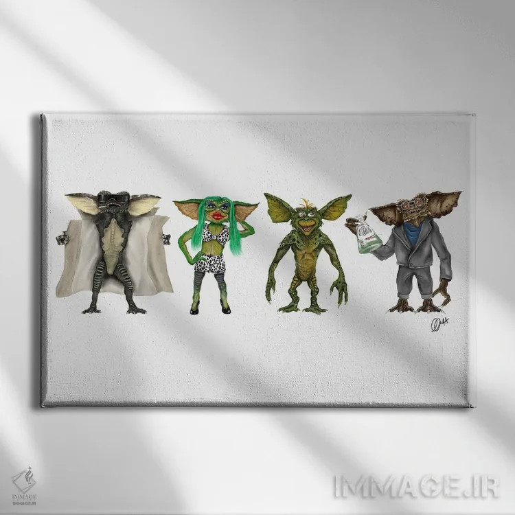 تابلو دکوراتیو گرملین ها اثر گاو نورتون - نمای روبهرو روی دیوار