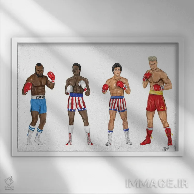 تابلو دکوراتیو راکی و دوستان اثر گاو نورتون - نمای قابدار سفید