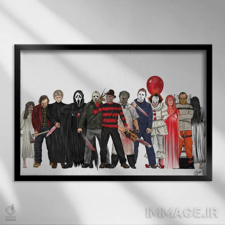 تابلو دکوراتیو فردی و دوستان اثر گاو نورتون - نمای قابدار مشکی