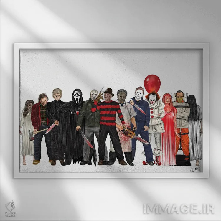 تابلو دکوراتیو فردی و دوستان اثر گاو نورتون - نمای قابدار سفید