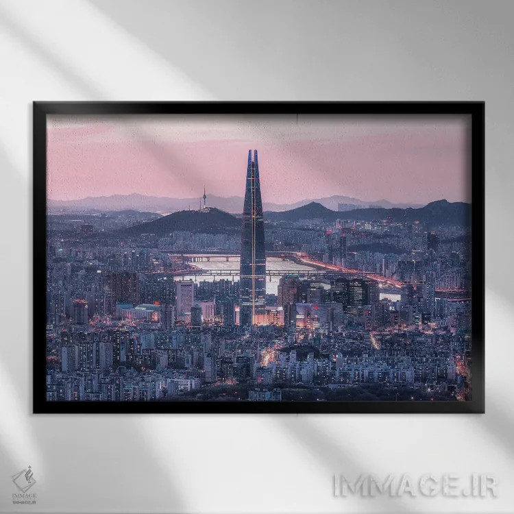 تابلو دکوراتیو شهر سئول اثر گوانگ سوپ اوم - نمای قابدار مشکی