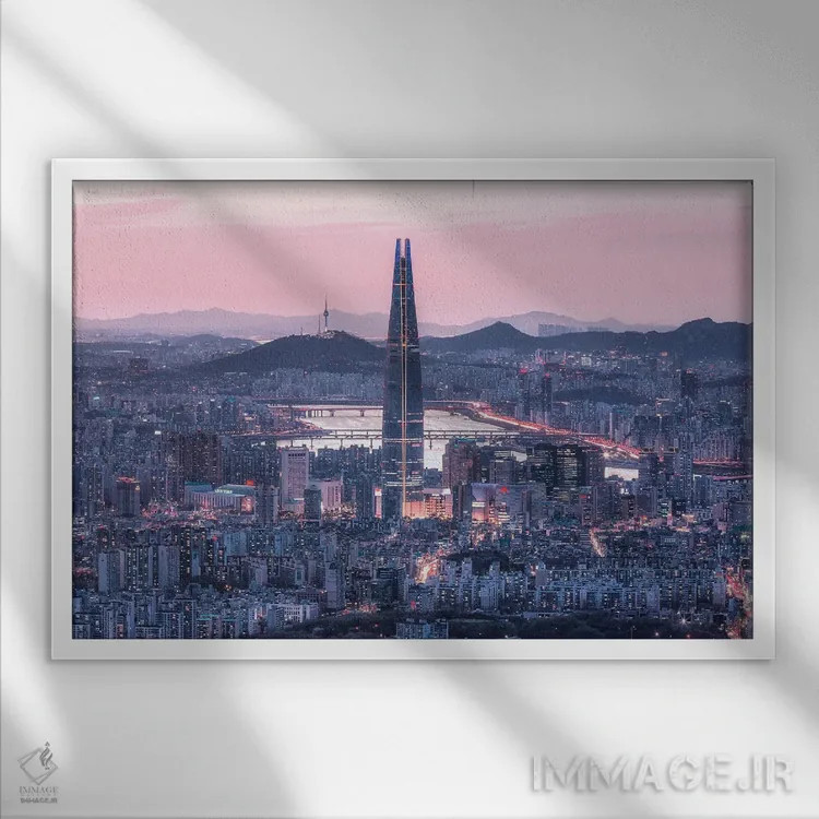 تابلو دکوراتیو شهر سئول اثر گوانگ سوپ اوم - نمای قابدار سفید