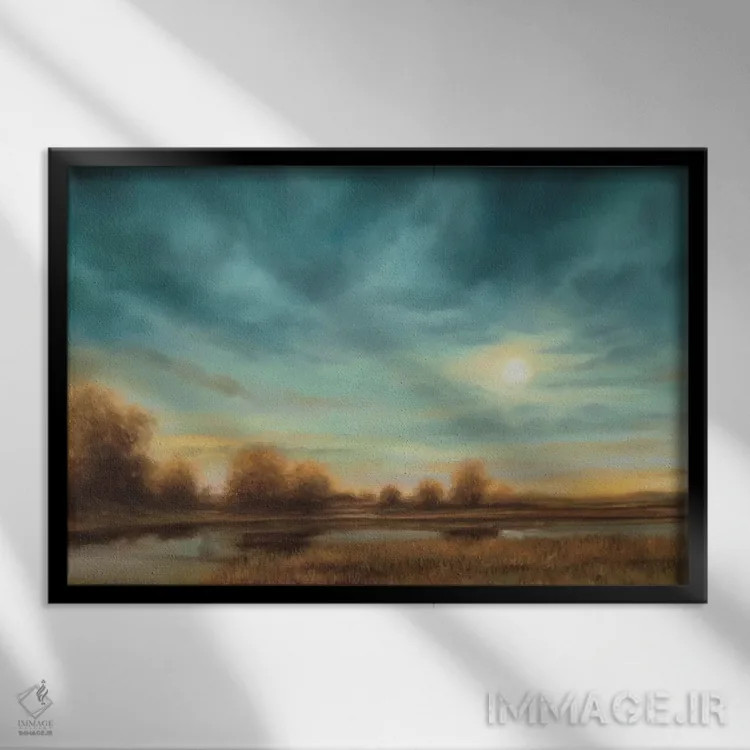 تابلو دکوراتیو نزدیک شدن شب اثر گرگوری ویلیامز - نمای قابدار مشکی