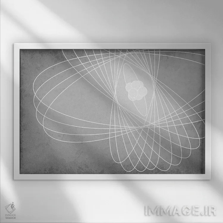 تابلو انتزاعی اتم اثر گت یور نرد آن - نمای قابدار سفید