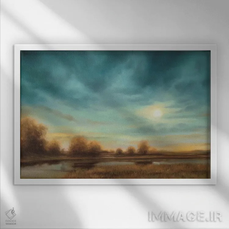 تابلو دکوراتیو نزدیک شدن شب اثر گرگوری ویلیامز - نمای قابدار سفید