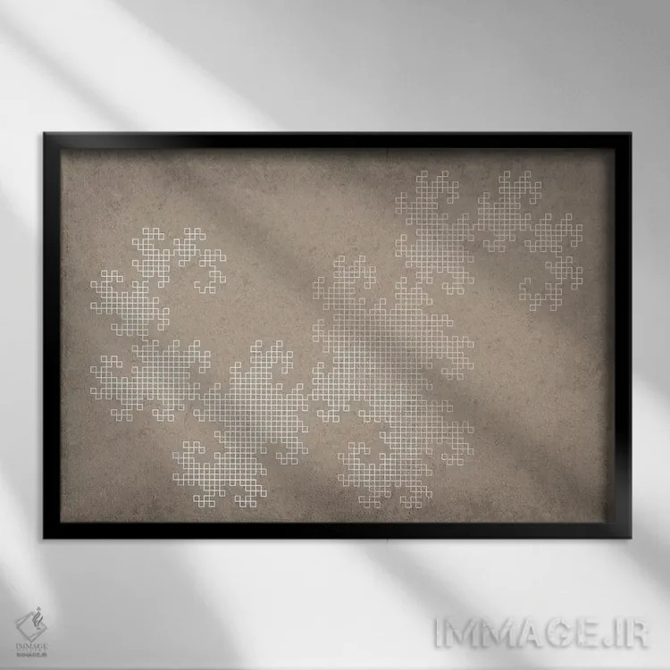 تابلو انتزاعی فراکتال منحنی اژدها اثر گت یور نرد آن - نمای قابدار مشکی