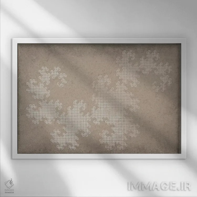 تابلو انتزاعی فراکتال منحنی اژدها اثر گت یور نرد آن - نمای قابدار سفید