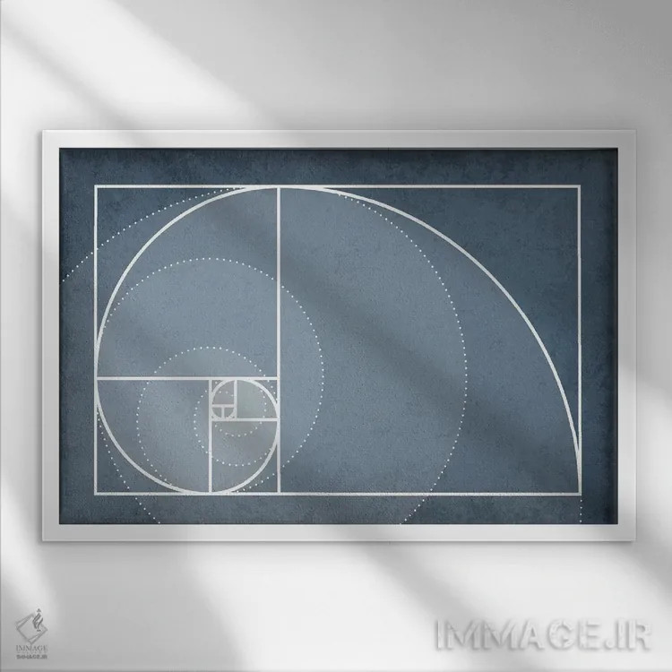 تابلو مدرن مارپیچ دنباله فیبوناچی اثر گت یور نرد آن - نمای قابدار سفید