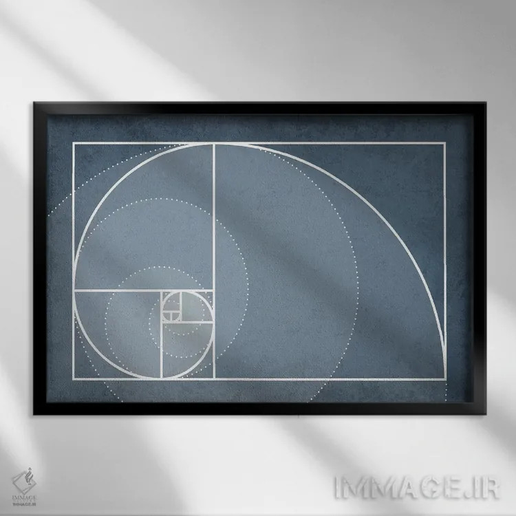 تابلو مدرن مارپیچ دنباله فیبوناچی اثر گت یور نرد آن - نمای قابدار مشکی