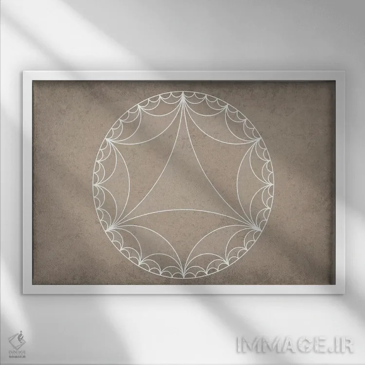 تابلو انتزاعی هندسه هذلولوی اثر گت یور نرد آن - نمای قابدار سفید