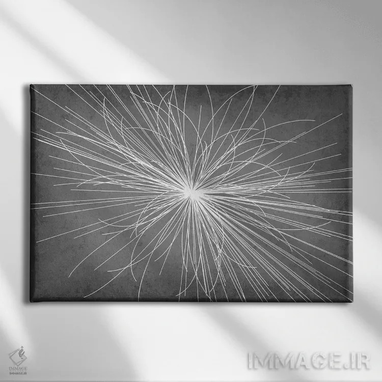 تابلو انتزاعی برخورد ذرات اثر گت یور نرد آن - نمای روبهرو روی دیوار