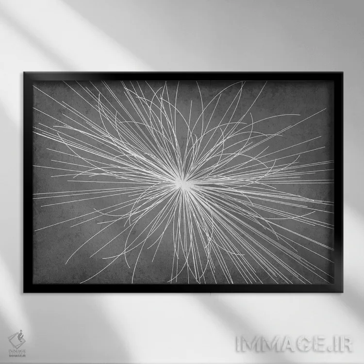 تابلو انتزاعی برخورد ذرات اثر گت یور نرد آن - نمای قابدار مشکی