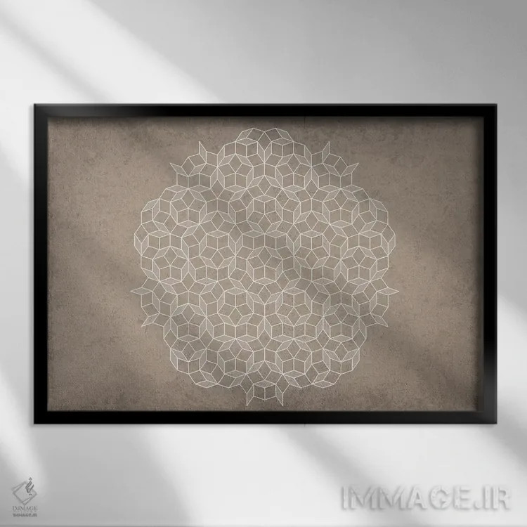 تابلو انتزاعی کاشی کاری پنروز اثر گت یور نرد آن - نمای قابدار مشکی