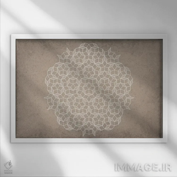 تابلو انتزاعی کاشی کاری پنروز اثر گت یور نرد آن - نمای قابدار سفید