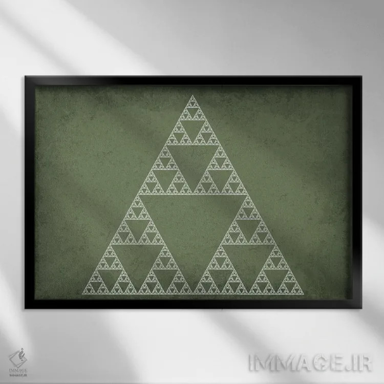 تابلو انتزاعی فراکتال مثلث سیرپینسکی اثر گت یور نرد آن - نمای قابدار مشکی