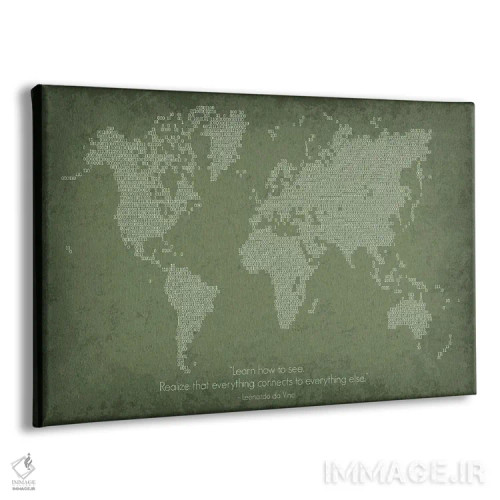تابلو دکوراتیو نقشه جهان به صورت کد باینری اثر گت یور نرد آن - نمای پرسپکتیو محصول