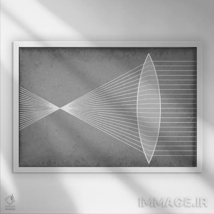 تابلو انتزاعی شکست نور از طریق عدسی محدب اثر گت یور نرد آن - نمای قابدار سفید